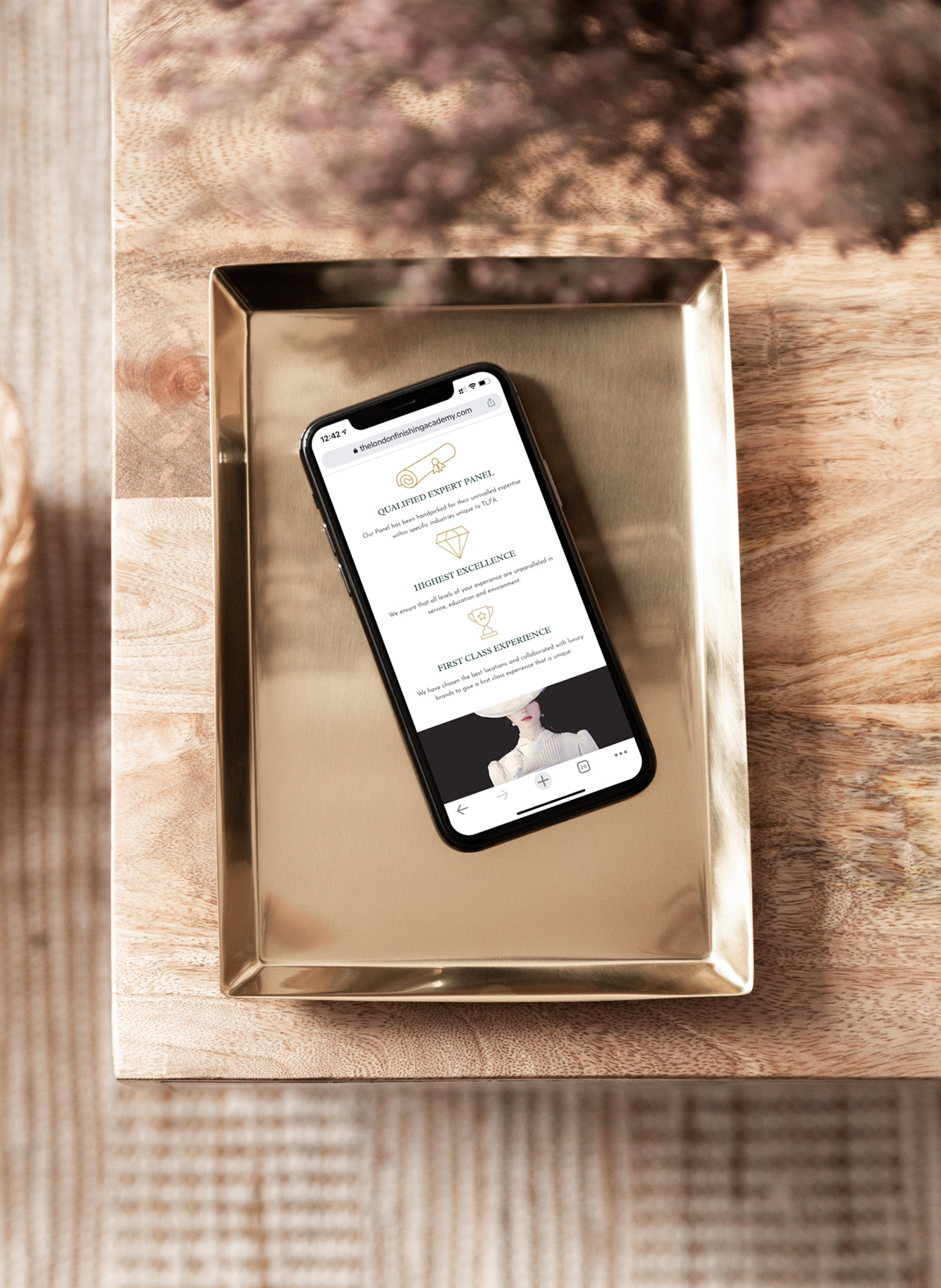 London Finishing Academy website design on mobile
