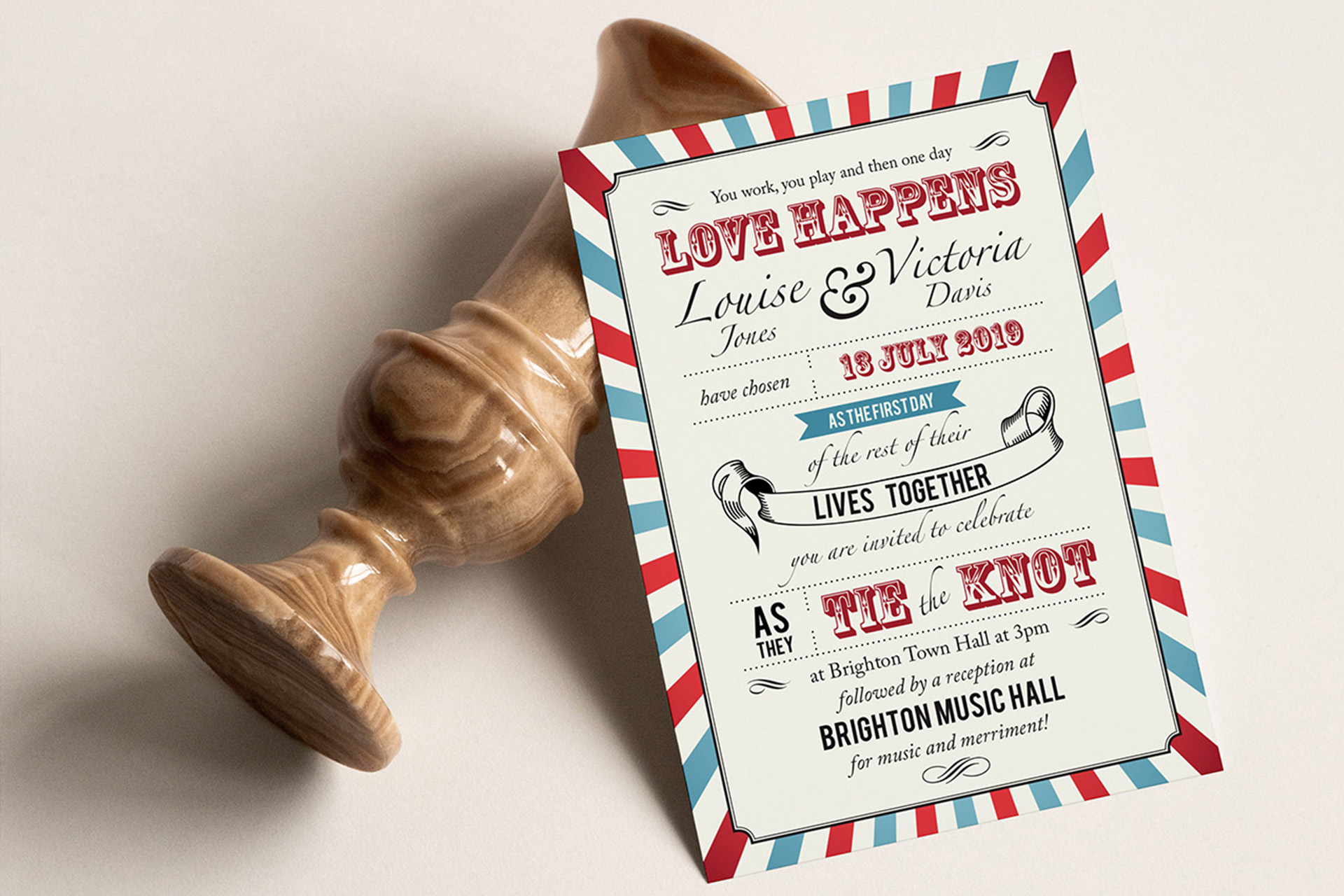 Custom circus wedding invitation design