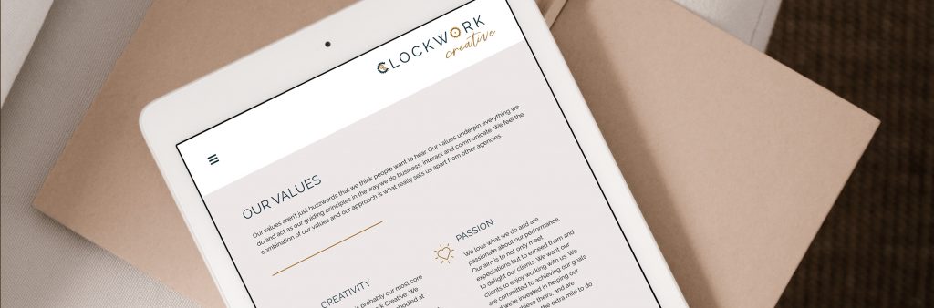 New Clockwork Creative website on ipad
