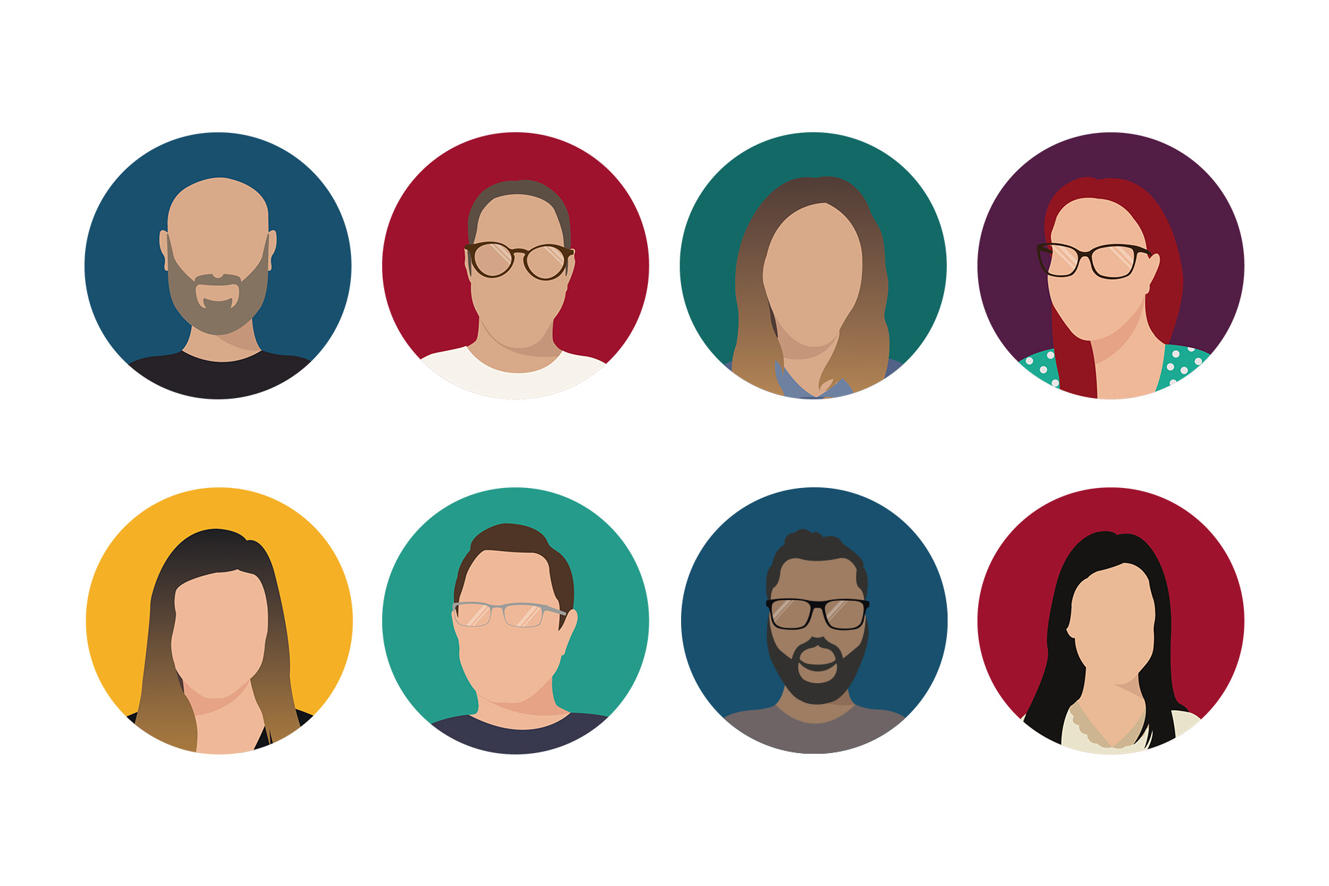 ICAB team profile avatars - custom illustration design