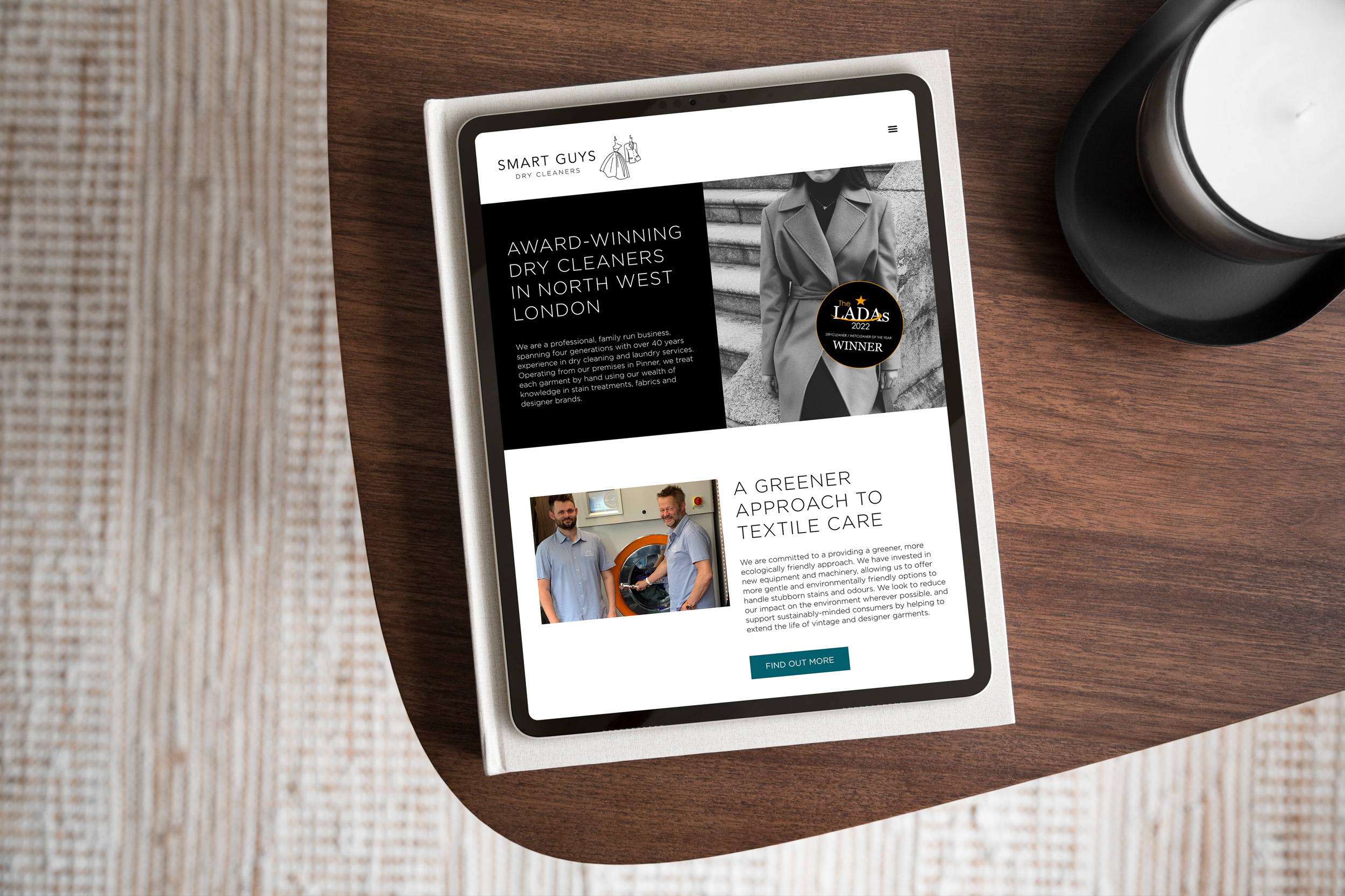 Smart Guys website design on ipad, Pinner, London