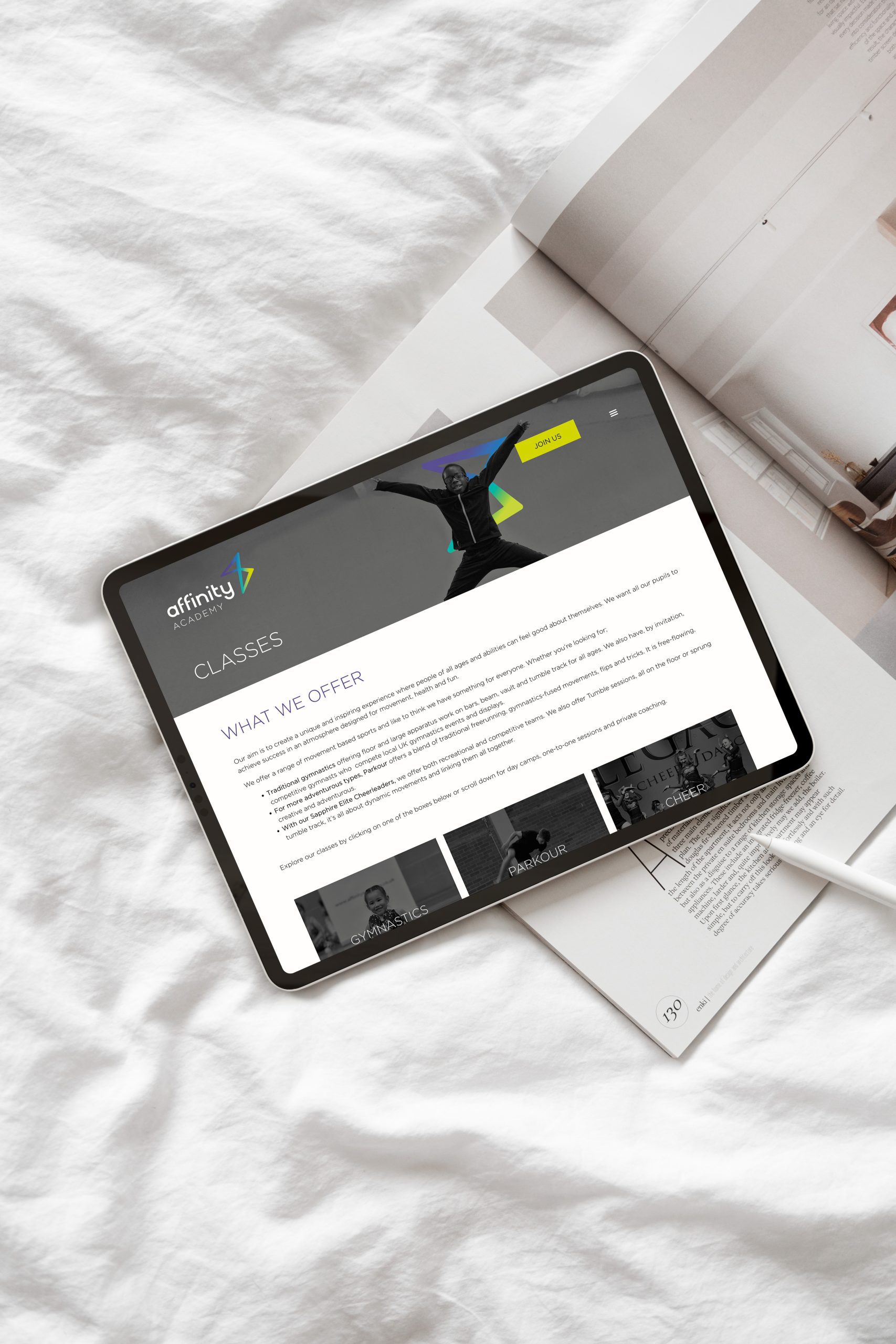 Affinity Academy Hertfordshire new responsive website design and build mockup on ipad