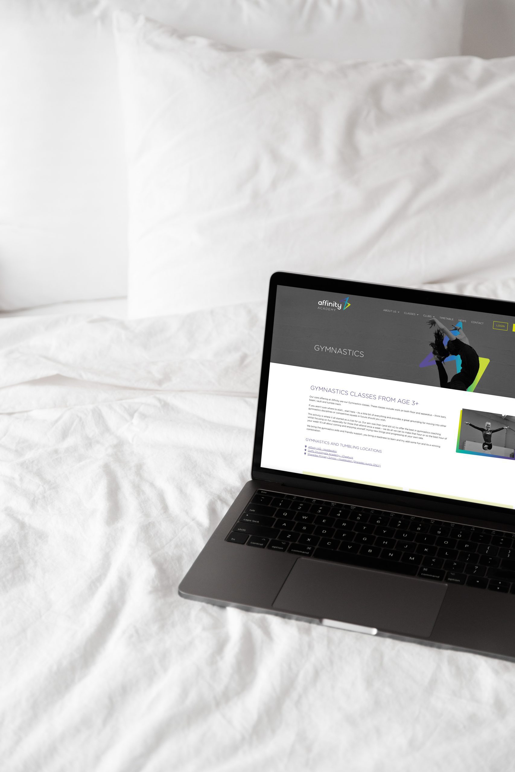 Affinity Academy Hertfordshire bespoke website design and build mockup on Macbook Pro